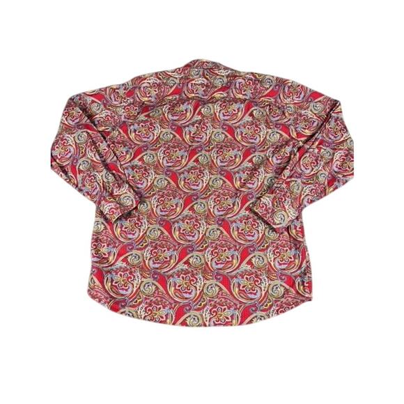 Alan Flusser Men's Red Paisley Long Sleeve Button Shirt Size L - Picture 2 of 10